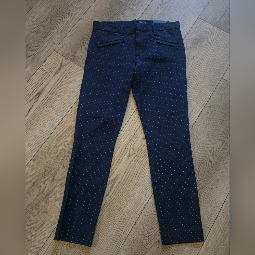 GAP Skinny Ankle Pants - Black with White Dots - Picture 2 of 9